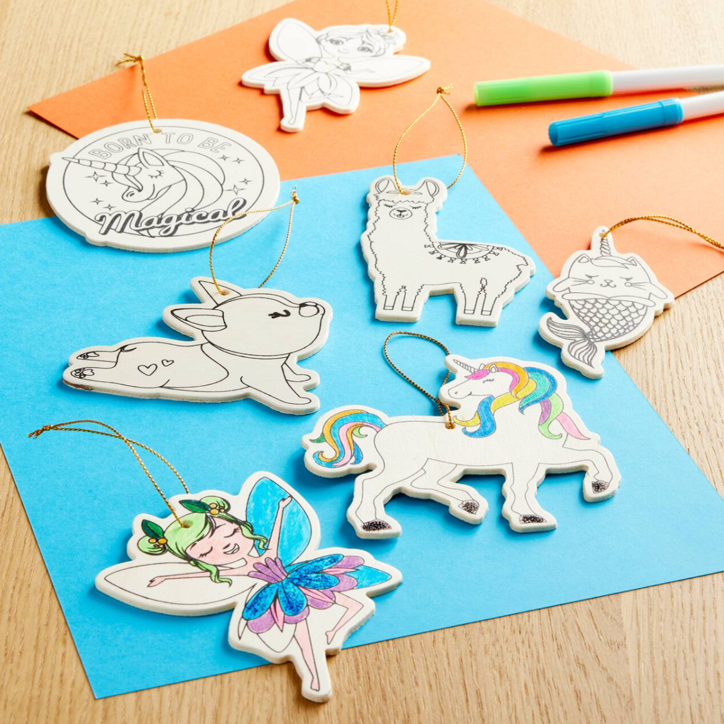 Magical Color-In Wood Ornaments by Creatology (2 kits of 8 each = 16 pieces)