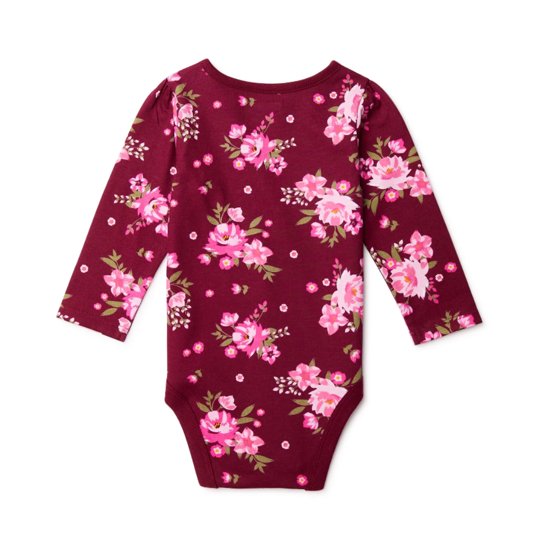 Garanimals Baby Girl "Busy Being Adorable" Floral Print Long Sleeve Bodysuit (24 Months)