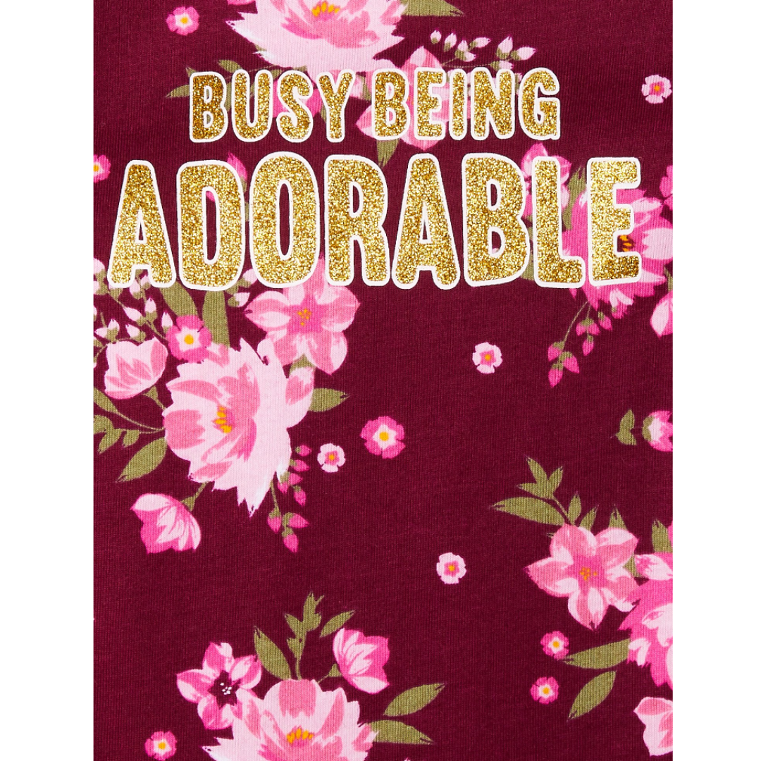 Garanimals Baby Girl "Busy Being Adorable" Floral Print Long Sleeve Bodysuit (24 Months)