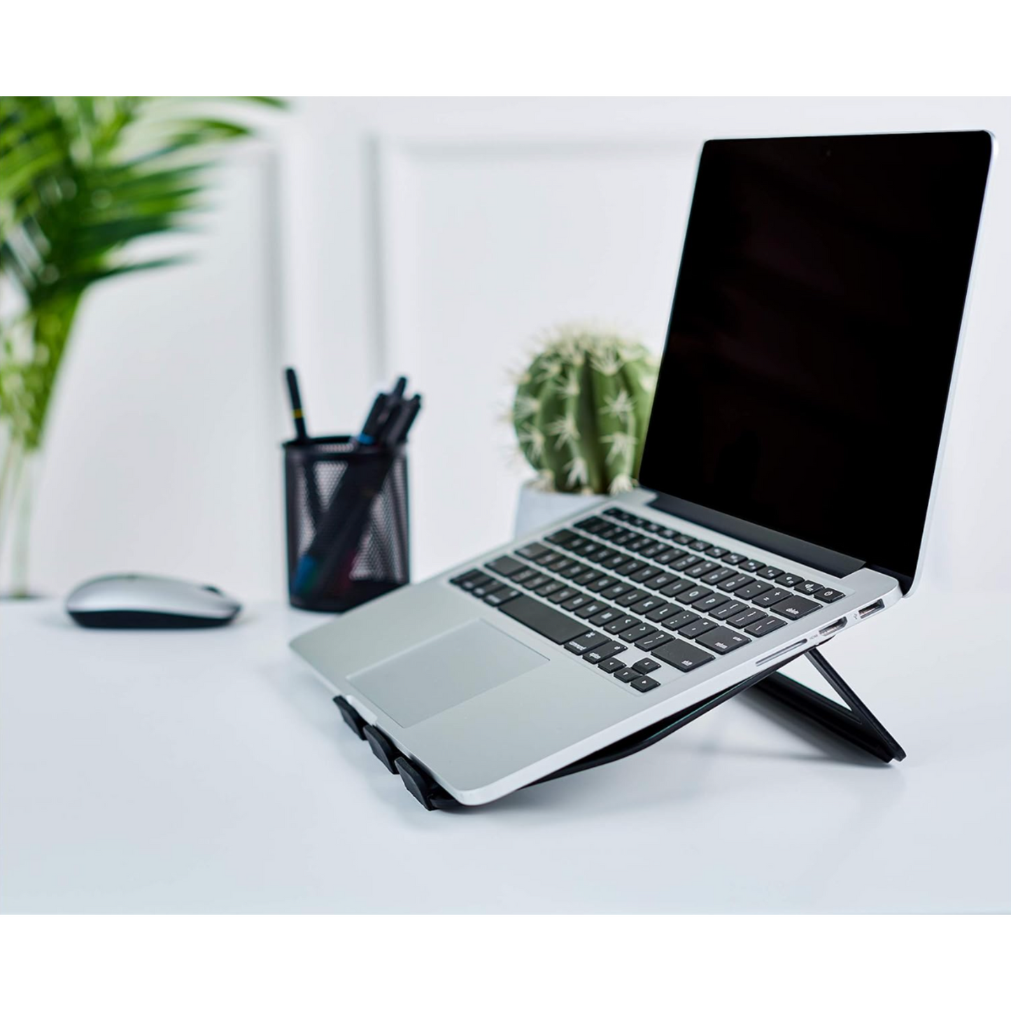 Amazon Basics Aluminum Portable Foldable Laptop Support Stand for Laptops up to 13", Black