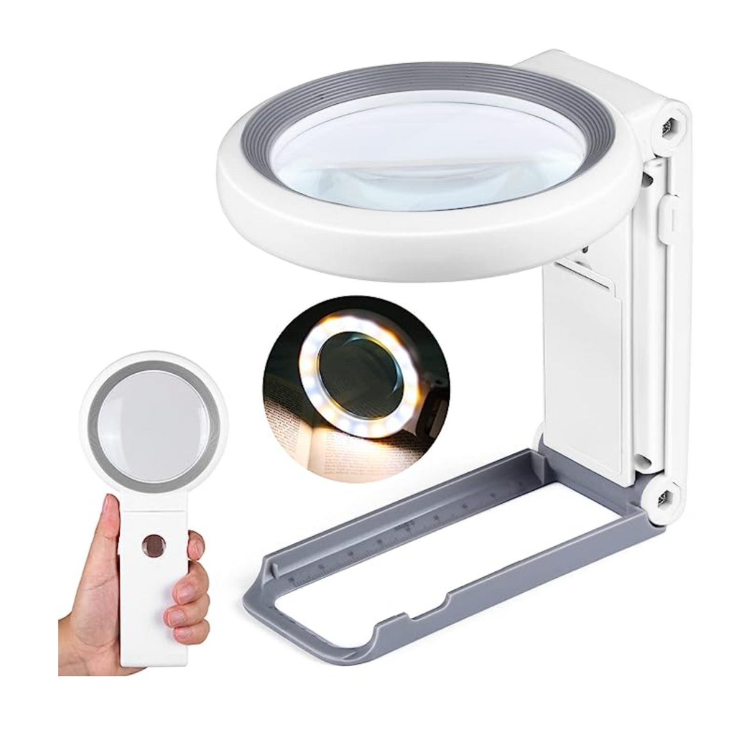 Magnifying Glass 30X 10X with Light and Stand