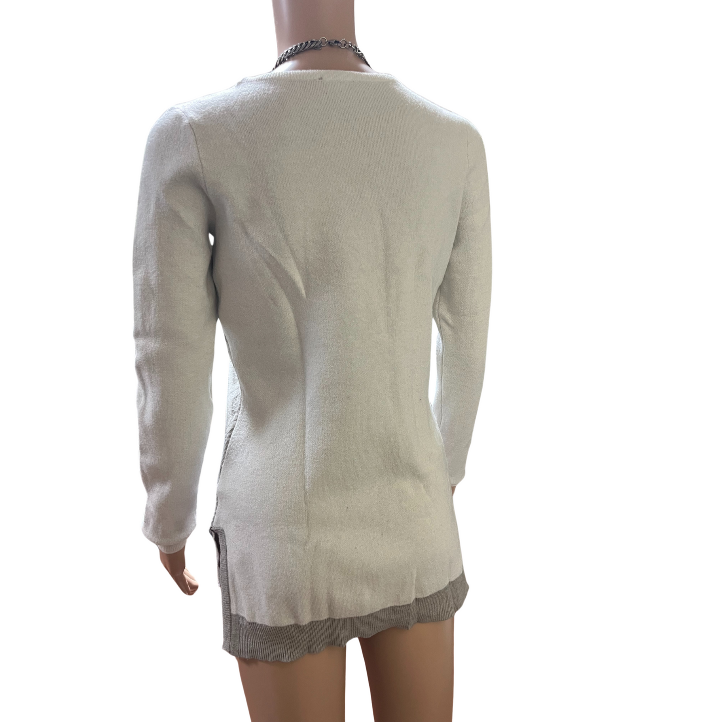 Evolution Gray and Beige Sweater (Size Small)