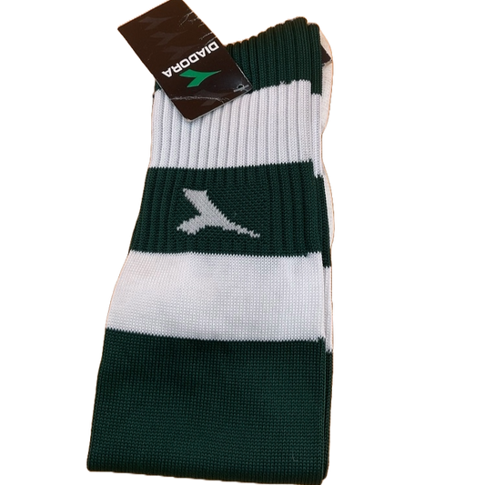 Calcetines de fútbol Diadora Primo verde cazador y blanco (talla 7-13)