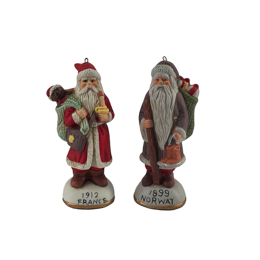 Figura navideña de cerámica de Papá Noel del Viejo Mundo vintage de 1899 Noruega y 1912 Francia (5 1/2")
