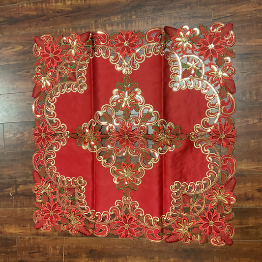 Sequins Poinsettia Table Topper (33")