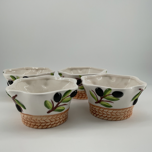 Olives Décor Ceramic Bowls (3" Tall x 6" Wide) - 4 pieces