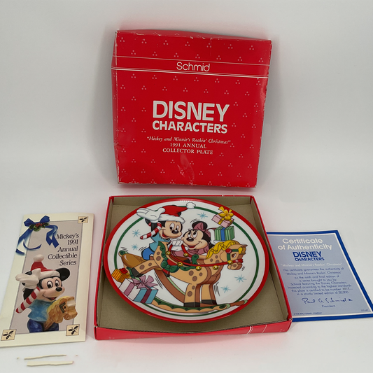 SCHMID Disney Mickey & Minnie Rockin' Christmas 1991 Ninth and Final Edition Plate