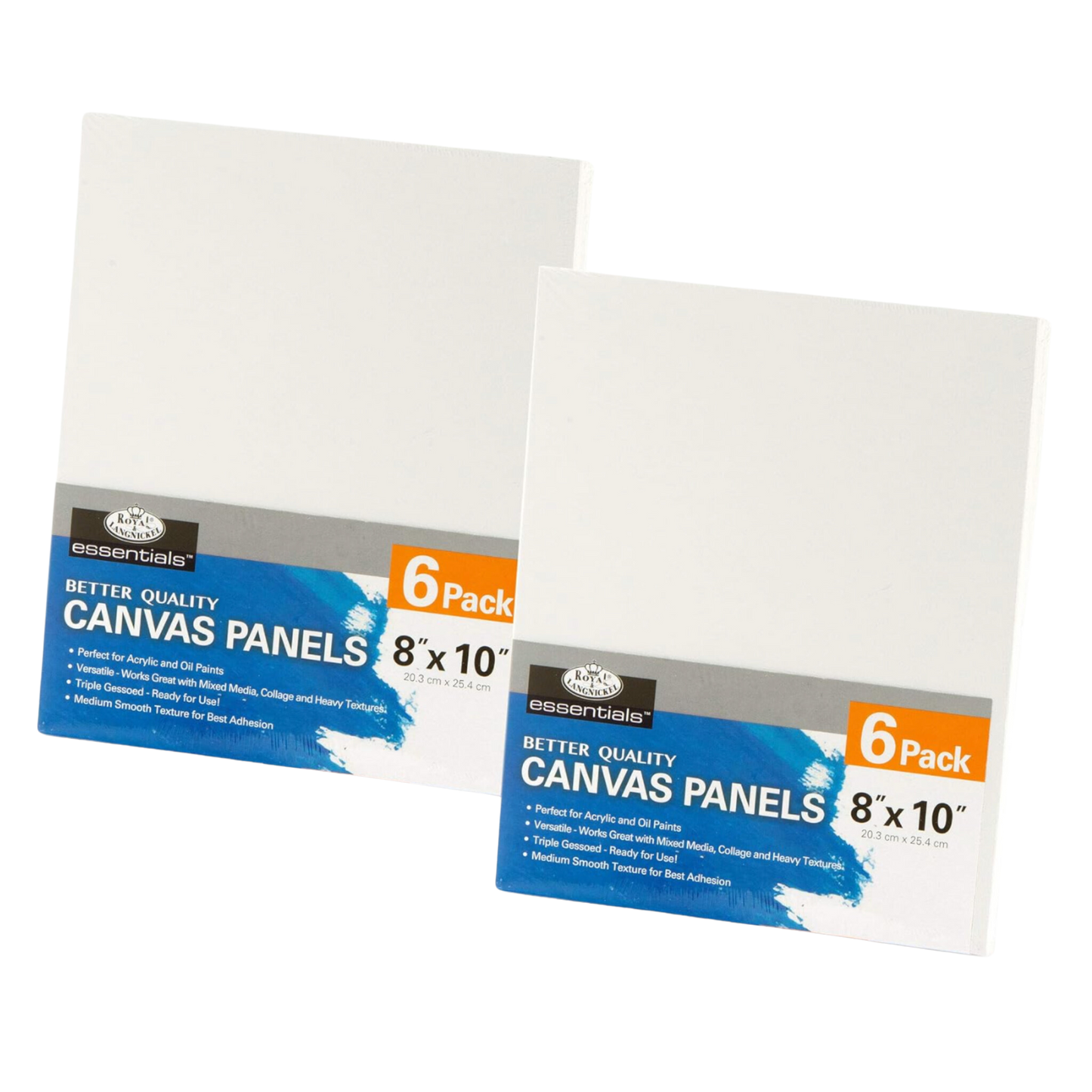 Royal & Langnickel Essentials 8x10 Triple Gessoed Canvas Panel Value Pack, for Oil and Acrylic Painting, 12 Pack