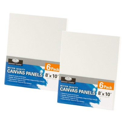 Royal & Langnickel Essentials 8x10 Triple Gessoed Canvas Panel Value Pack, for Oil and Acrylic Painting, 12 Pack