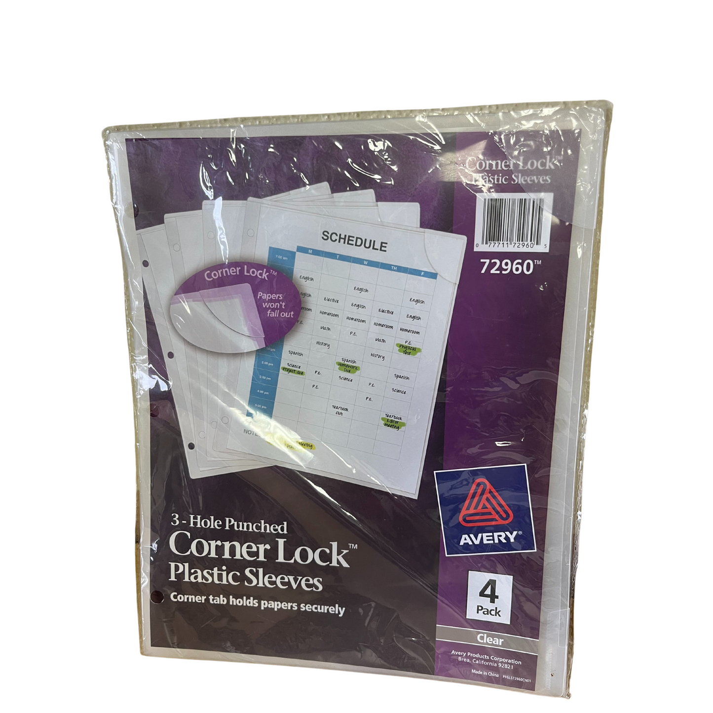 Avery 3 Hole Punched Corner Lock Clear Plastic Sleeves