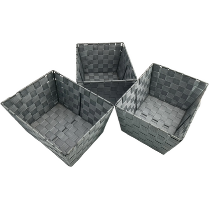 Cubby Baskets (3 Gray Pieces) - Size (6 H x 11 D x 9 W)