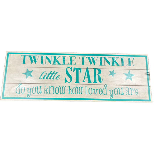 Twinkle Little Star Canvas (30 x 10) Color: Aqua