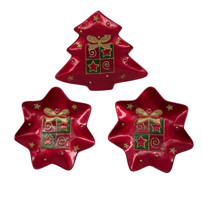 Star Christmas Decorative 7" Platter (set of 3)