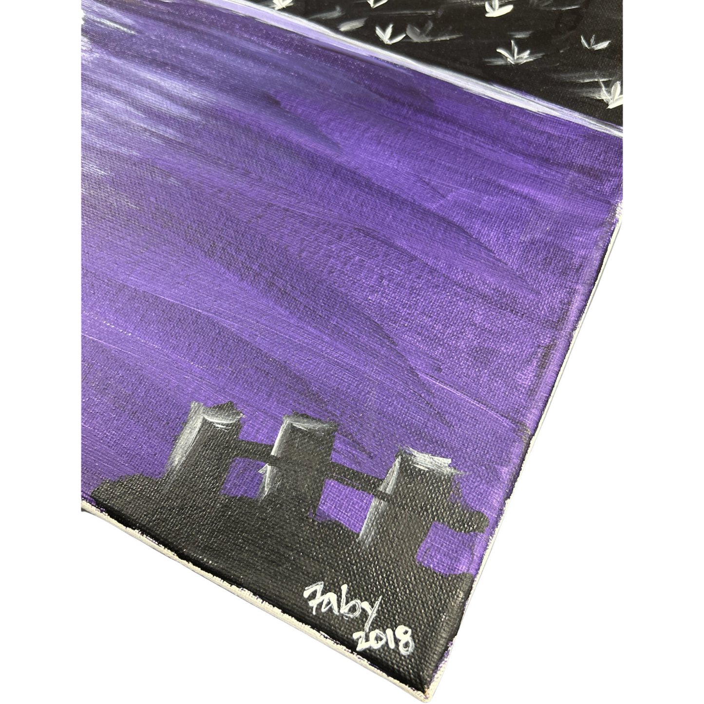 Beach and Ocean Canvas in Purple Theme Handmade by Artist from 2018 (FOR PICKUP ONLY)