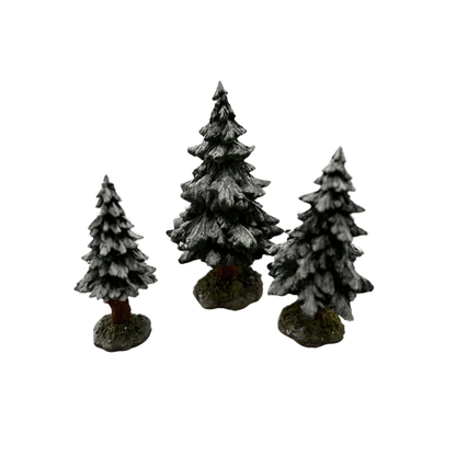 Village Snowy Scotch Pines   8 x 9.5 inches (Set of 3)