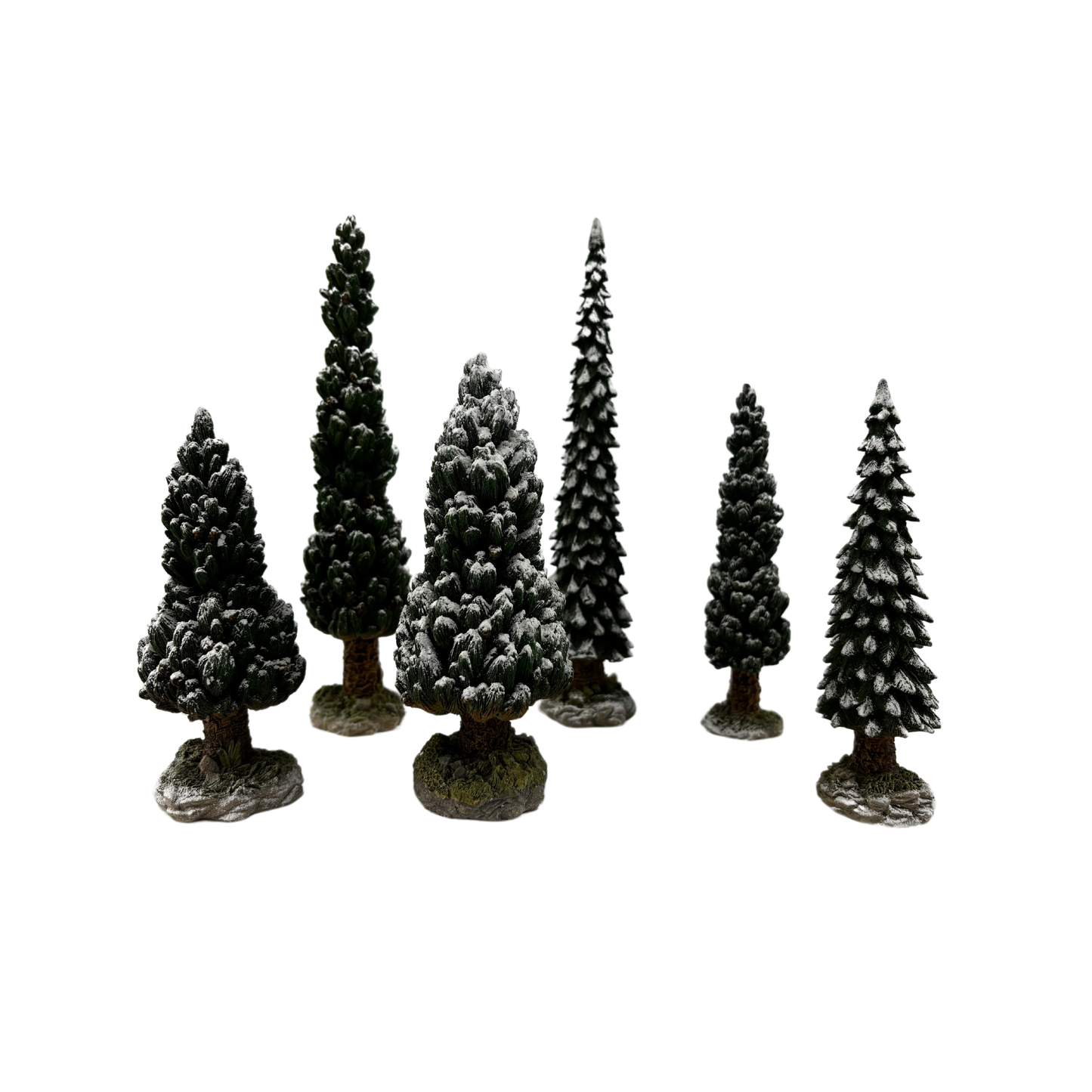 Village Snowy Scotch Pines  9 x 9.5 inches (Set of 6)