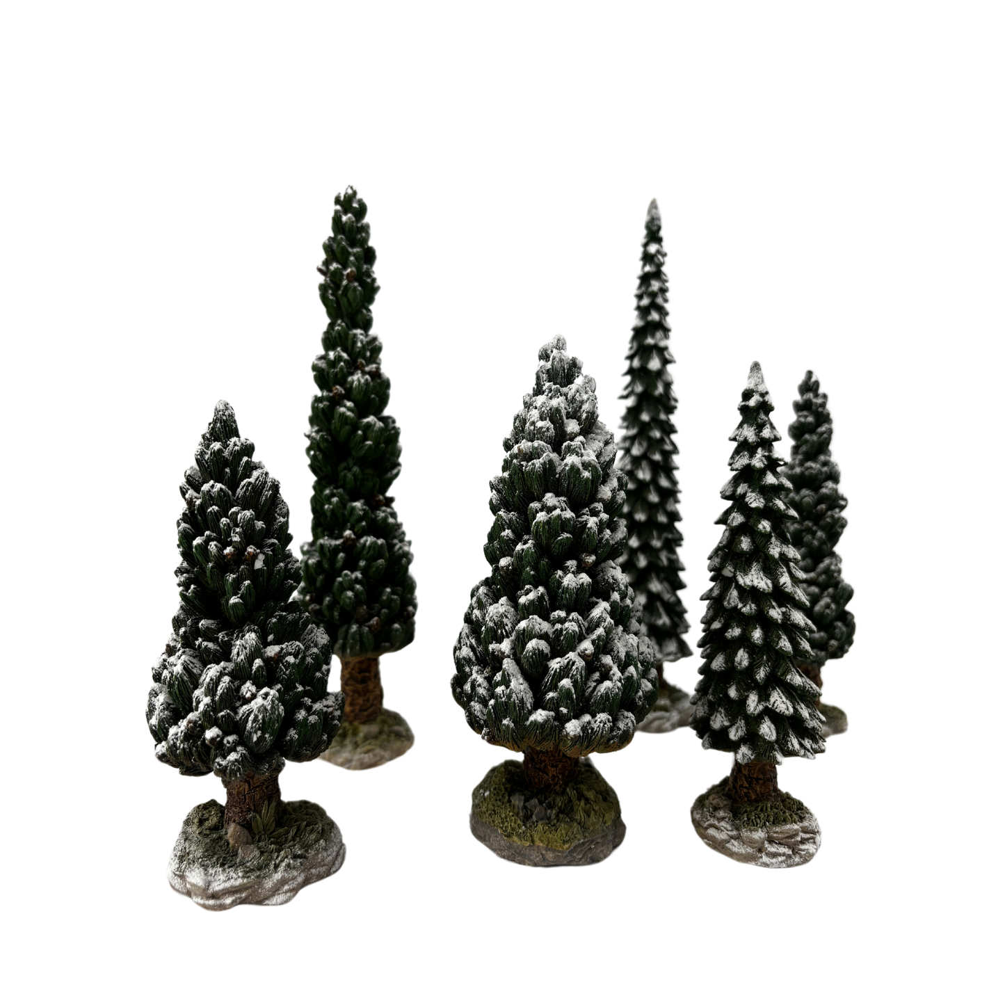 Village Snowy Scotch Pines  9 x 9.5 inches (Set of 6)