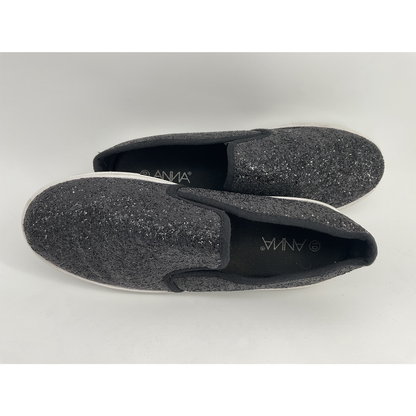 Black Glitter Slip-Ons for Women (Size 8 - 10) by Anna