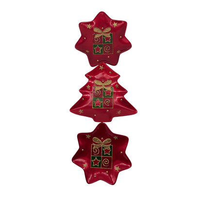 Star Christmas Decorative 7" Platter (set of 3)