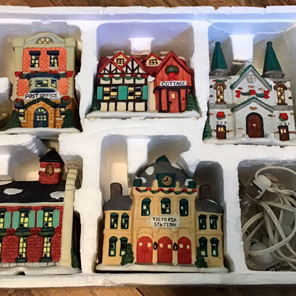 Village Square 5 Piece Lighted House Set