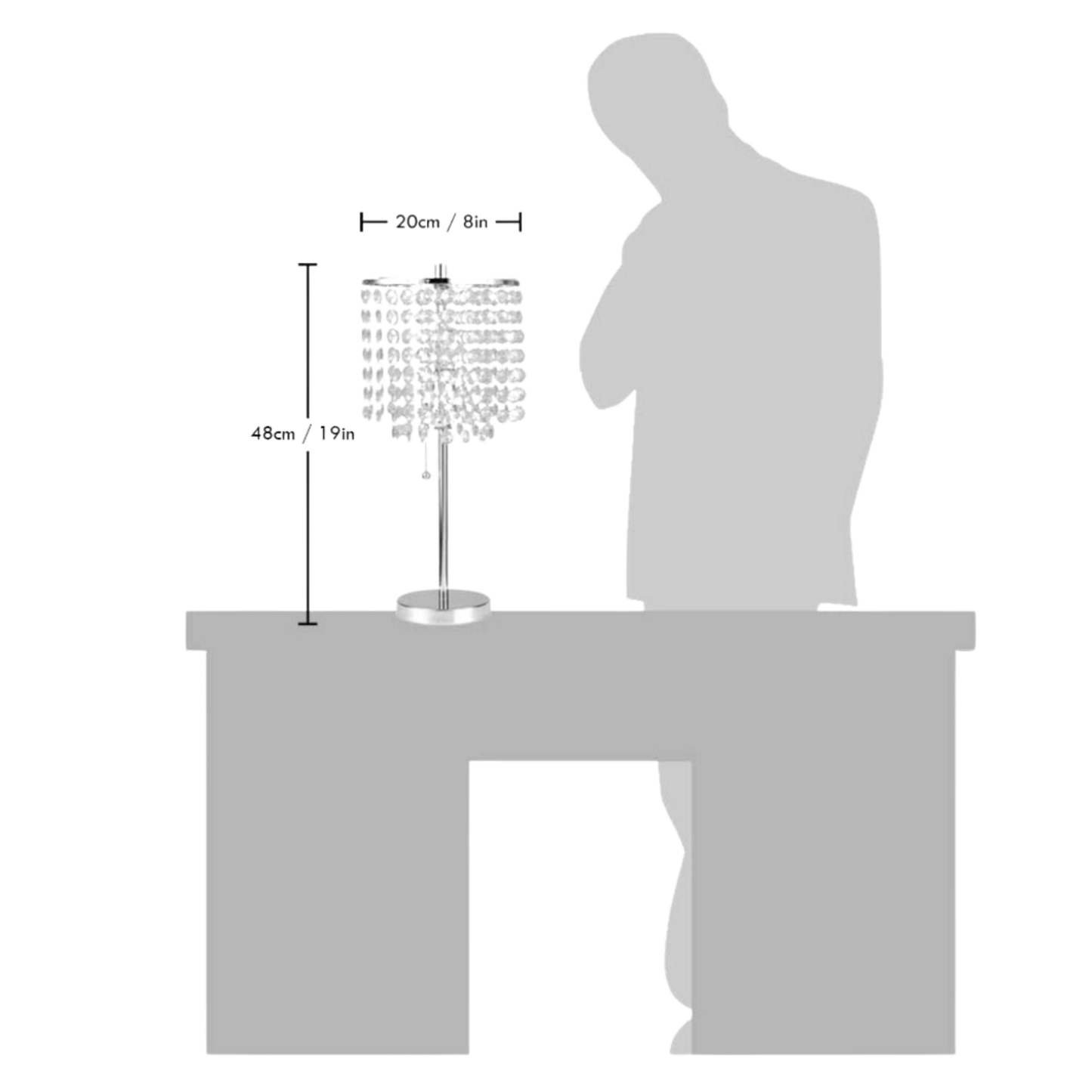 Chrome Crystal Inspired Pull Table LAMP by CTXDLK (PICKUP ONLY) (Size 19"" H)