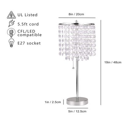 Chrome Crystal Inspired Pull Table LAMP by CTXDLK (PICKUP ONLY) (Size 19"" H)