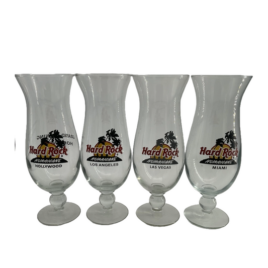 Hard Rock CafŽ 26 Oz. Hurracaine Glass (4 pieces) - Hollywood, Los Angeles, Las Vegas, and Miami