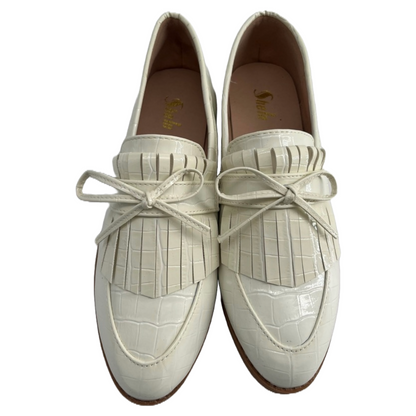 Sheln Cream Moccasin Shoes for Women (Size 38)