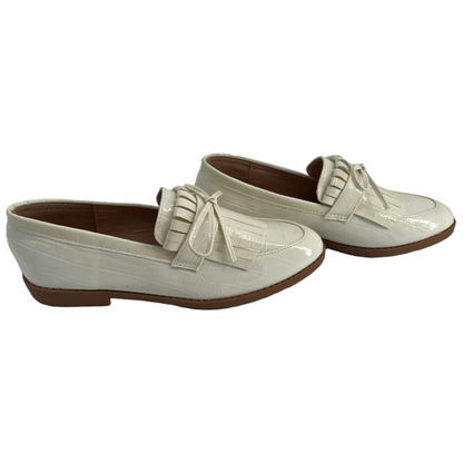 Sheln Cream Moccasin Shoes for Women (Size 38)