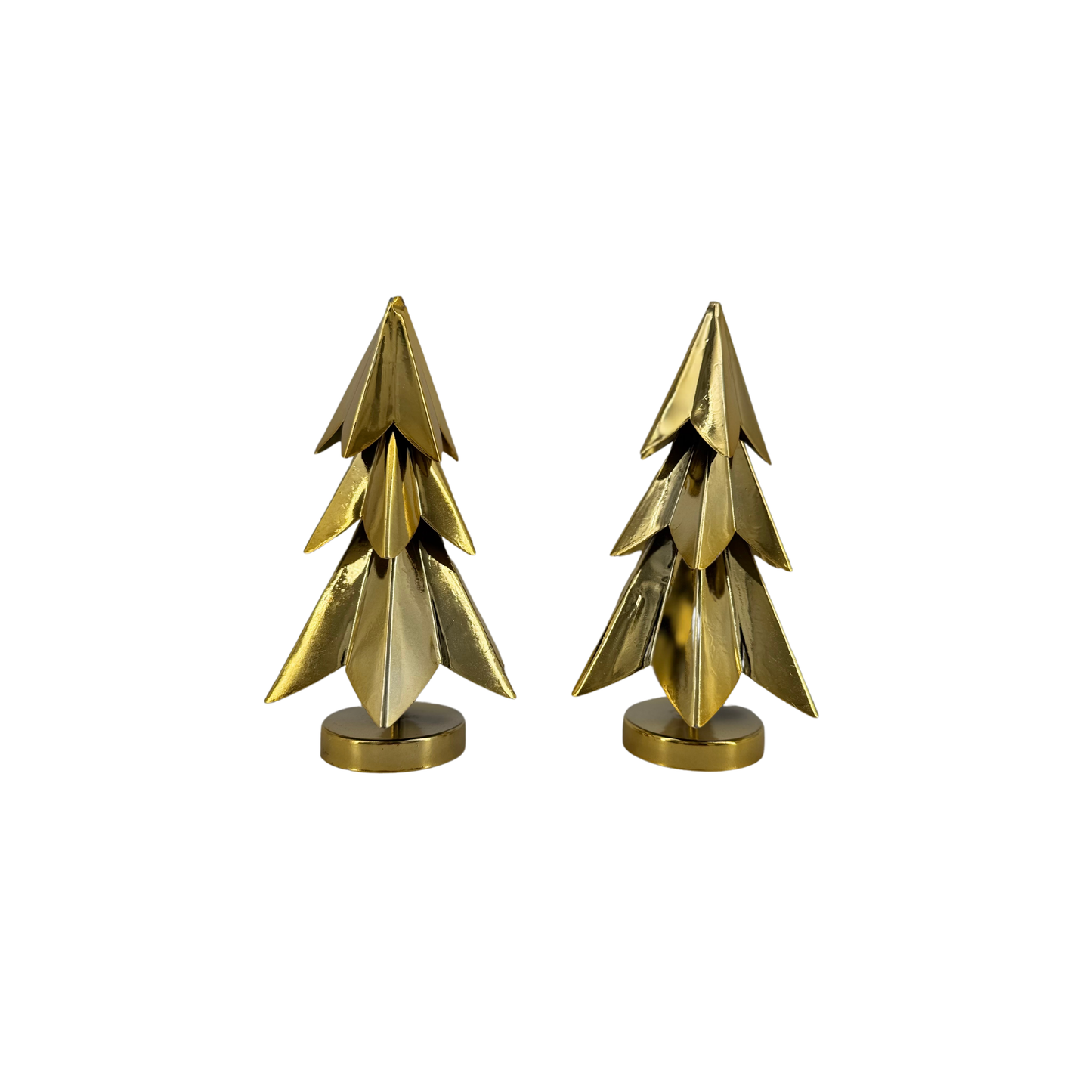 Golden Metallic Christmas Trees  (Set of 2) 6 x 3 inches