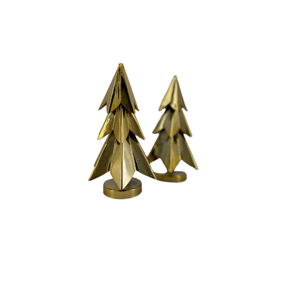 Golden Metallic Christmas Trees  (Set of 2) 6 x 3 inches