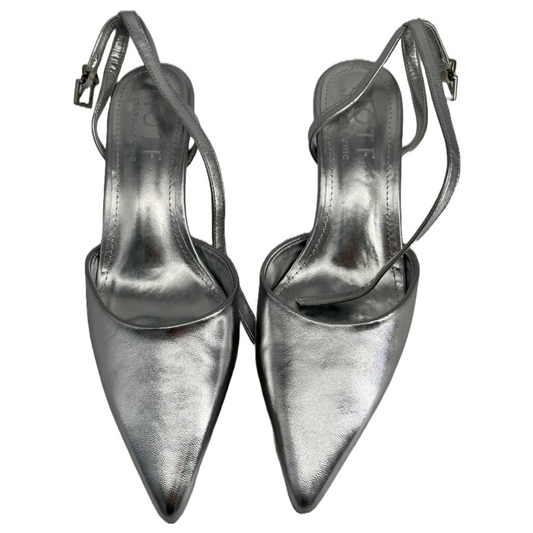 Silver Pointer Toe Mules Shoes for Women (Size 37)