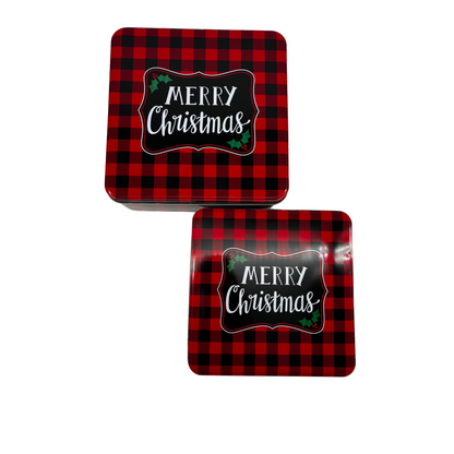 Food Save Squared Merry Christmans (Set of 2)  8 x 3 inches