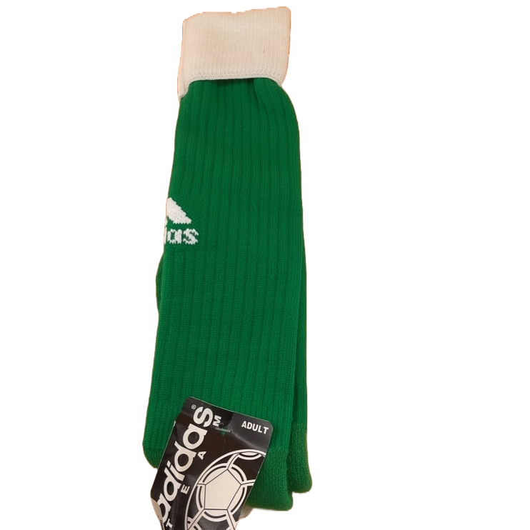 Calcetines de fútbol Adidas Kelly verdes y blancos (talla 10-13)