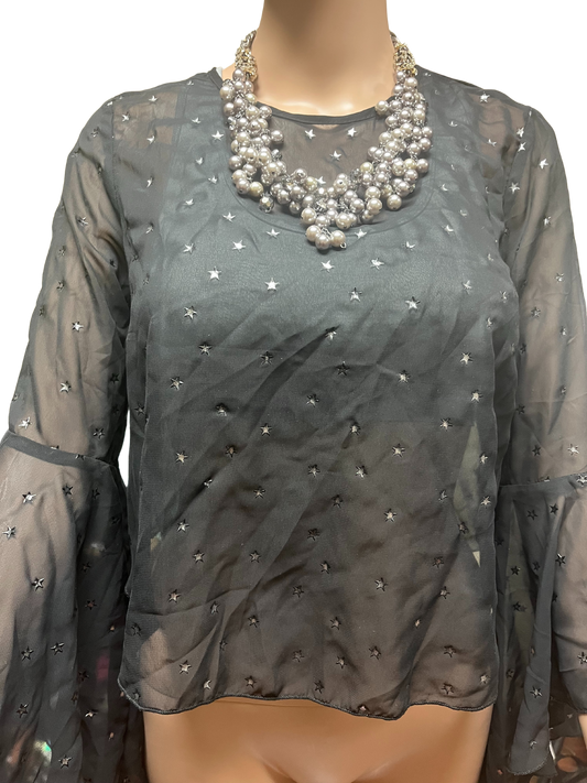 Seethrough Black Blouse with stars by Forever 21 (Size Small)