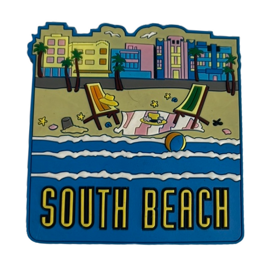 Travel Souvenir South Beach Plastic Magnet (8x8 cm)