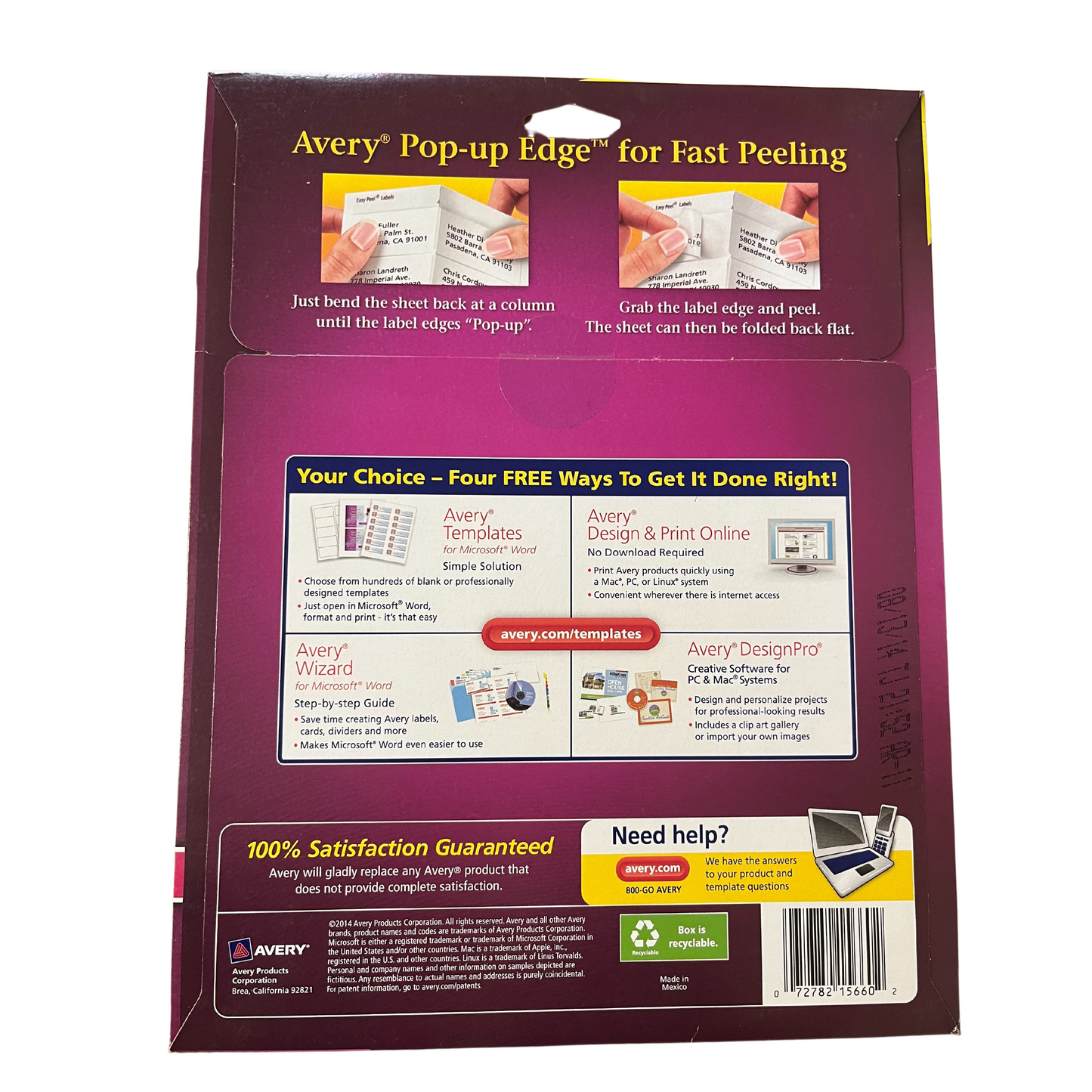 Avery Popup 15660 Easy Peel Clear Address Labels (30 labels per sheet)