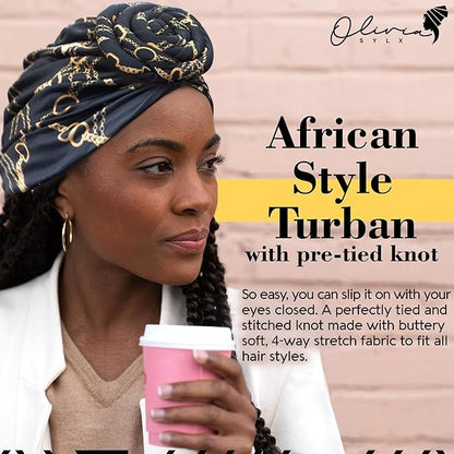 Olivia Sylx Pre-Tied Turban Knotted Headwrap Chains