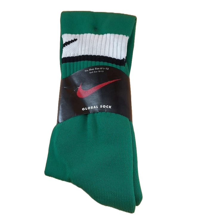 Calcetines de fútbol Nike Kelly verdes y blancos (talla de zapato 6 1/2 - 12)