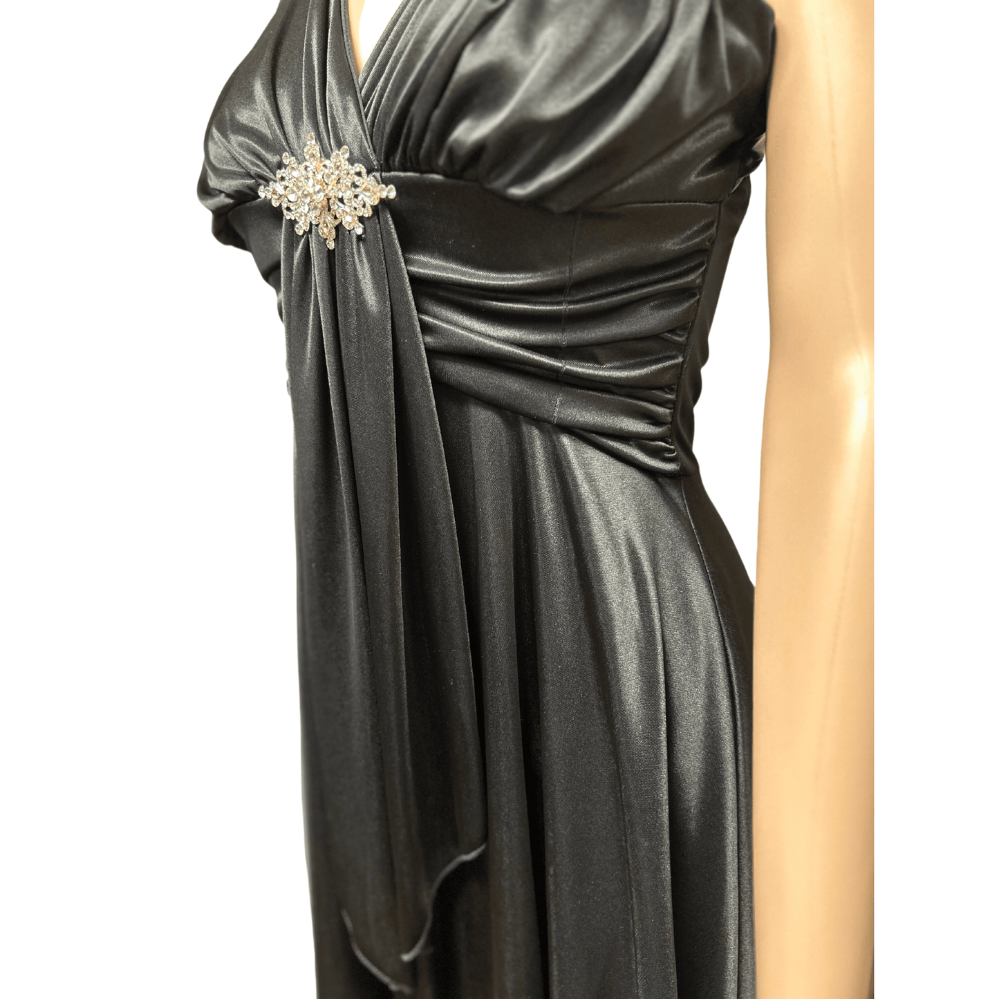 New Bell Black Silk Party Dress (Size S)