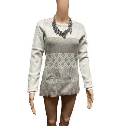 Evolution Gray and Beige Sweater (Size Small)