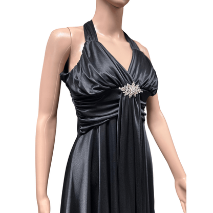 New Bell Black Silk Party Dress (Size S)