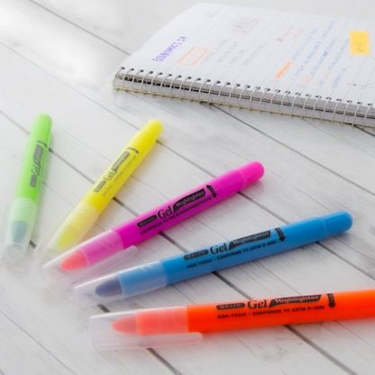 BAZIC Highlighter Gel Pen Neon Color Bible Highlighters. No Bleed Dry for School and Office (1-Pack of 5 markers)