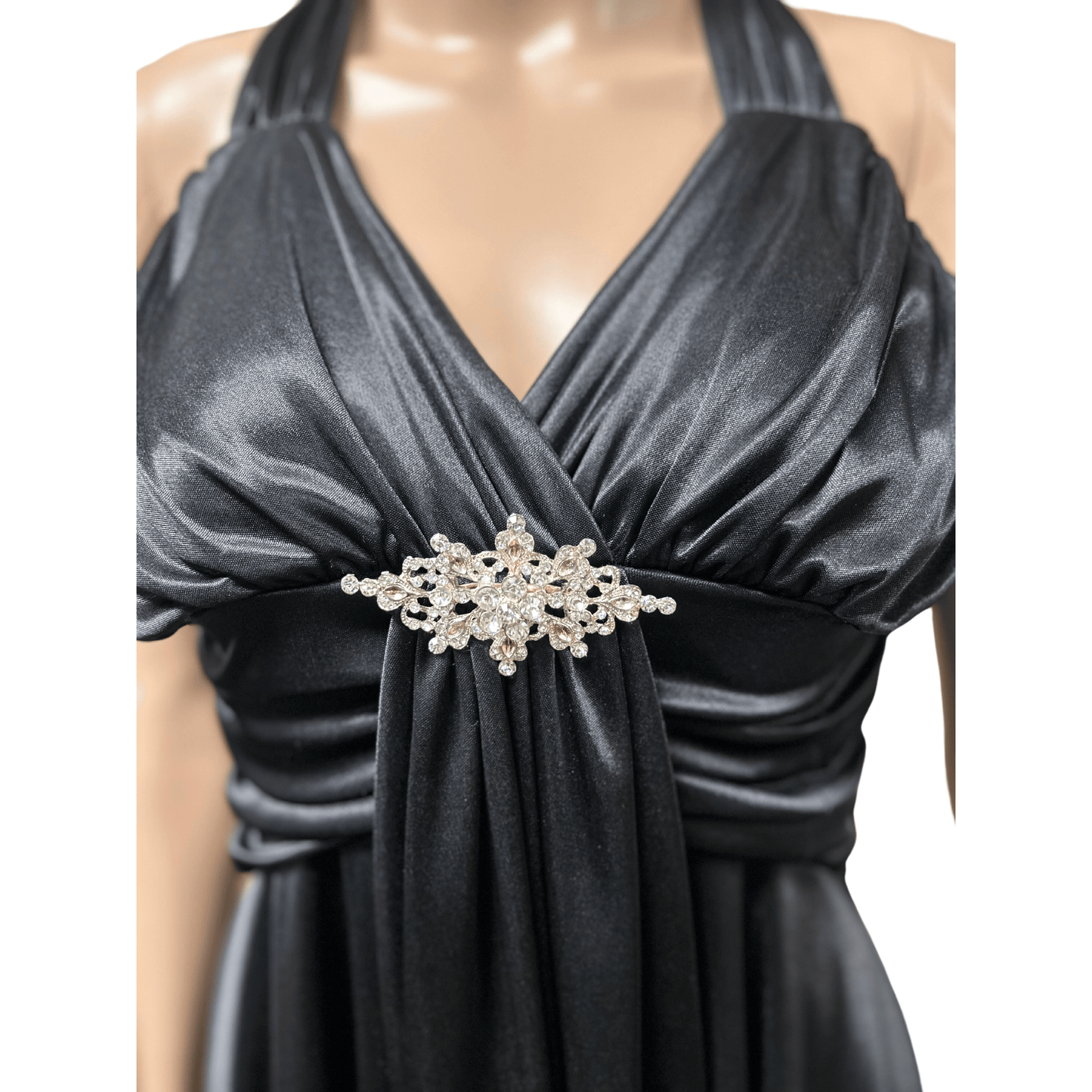 New Bell Black Silk Party Dress (Size S)