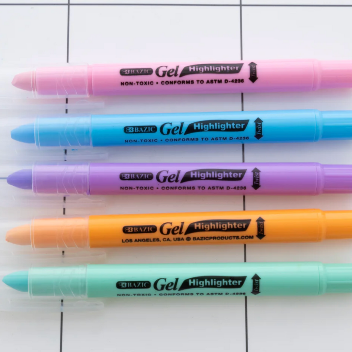 BAZIC Highlighter Gel Pen Pastel Color Bible Highlighters. No Bleed Dry for School and Office (1-Pack of 5 markers)