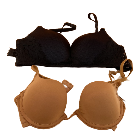 Sujetador Mujer Beige y Negro (Talla 36B) - 2 Piezas