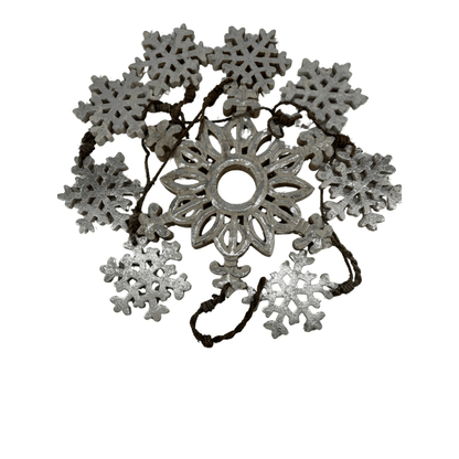 Set of Wooden Snow Flakes with Silver Color 70in