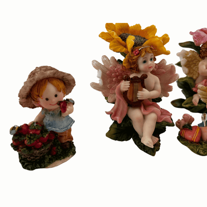 12 Mini Figures Angels, Fairies and Fruit Collectors, Different Sizes 4 inch x 4 inch, 3 inch x 1.5 inch and 4 inch x 7 inch (Miscellaneous Colors)