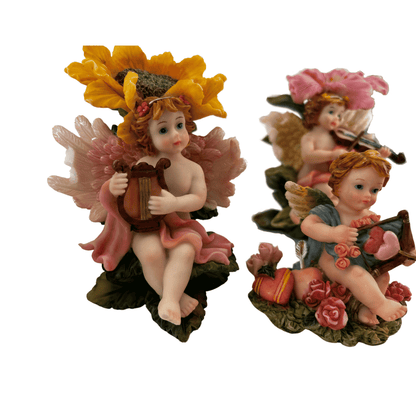 12 Mini Figures Angels, Fairies and Fruit Collectors, Different Sizes 4 inch x 4 inch, 3 inch x 1.5 inch and 4 inch x 7 inch (Miscellaneous Colors)