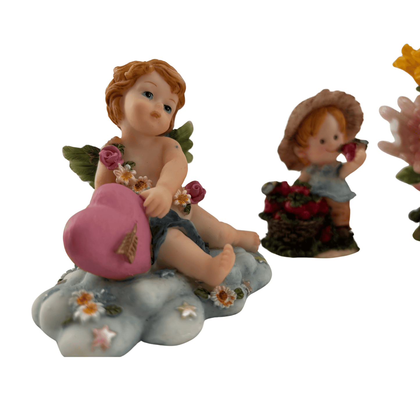 12 Mini Figures Angels, Fairies and Fruit Collectors, Different Sizes 4 inch x 4 inch, 3 inch x 1.5 inch and 4 inch x 7 inch (Miscellaneous Colors)